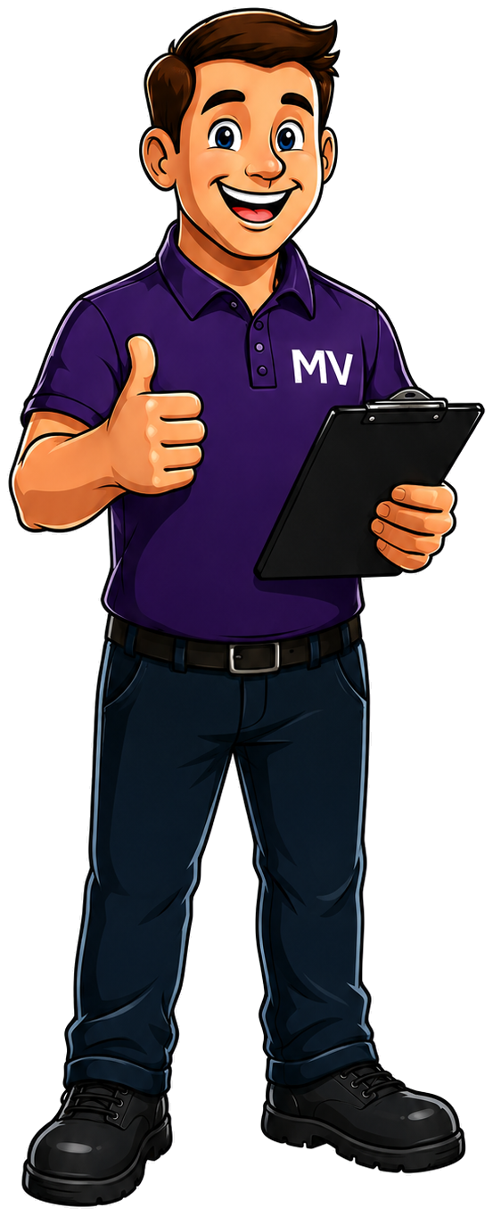 MightyVendingUK technician holding a clipboard and giving a thumbs up